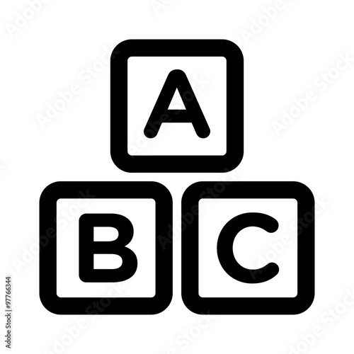 ABC blocks child education line art icon for apps and websites 