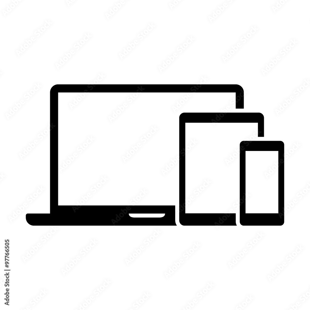 Responsive design laptop, tablet and smartphone screen icon  - obrazy, fototapety, plakaty 
