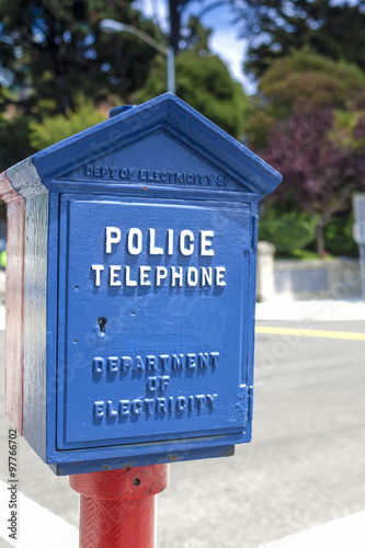 California-United States, July 13, 2014: Unique Compartment for the Police Telephone
