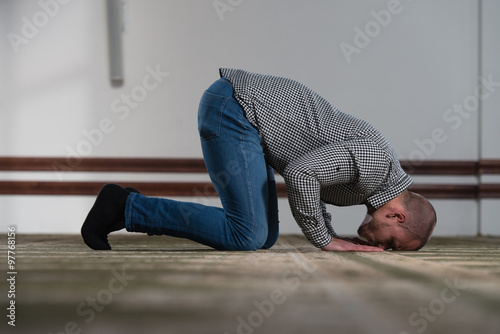 Muslim Man Is Praying In The Mosque