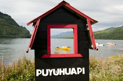 Puyuhuapi Town Sign - Chile photo