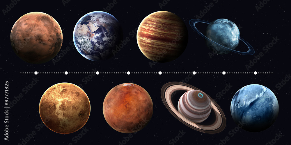 Solar system planets, pluto and sun in highest quality and resolution.  Elements of this image furnished by NASA Stock Photo | Adobe Stock