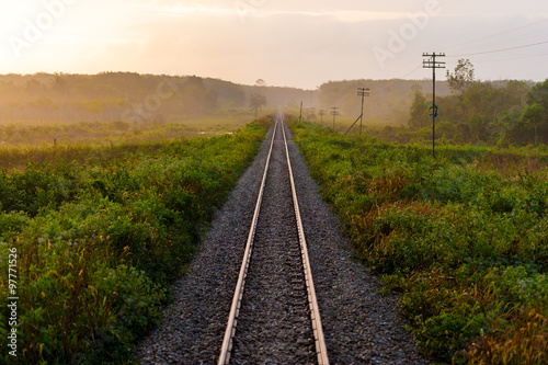 railway tracks in a rural scene