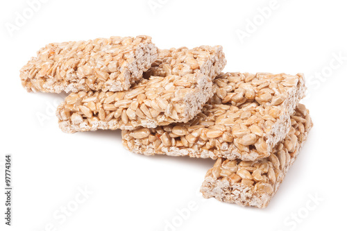 honey bars with peanut on white background