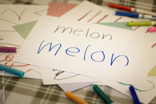 English; Kids Writing Name of the Fruits for Practice