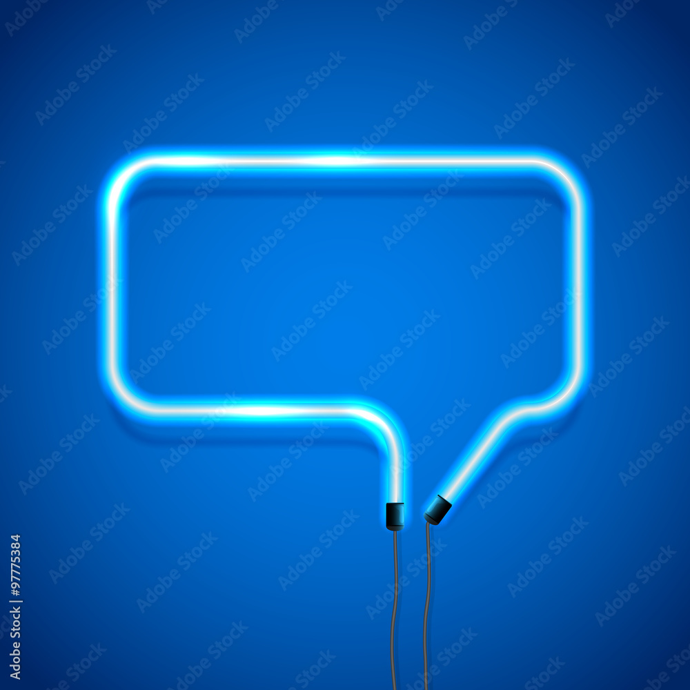 Blue neon speech bubble