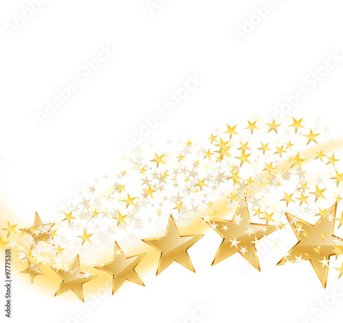 vector illustration of golden stars flying on white