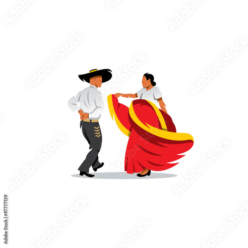 Mexico Dancers Participates at the Cinco De Mayo festival. Vector Illustration