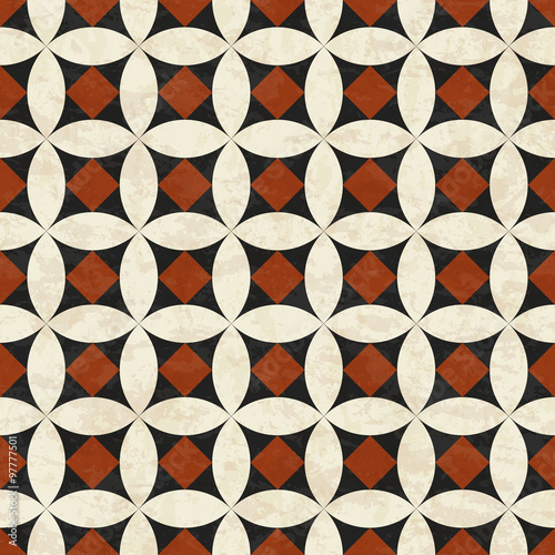 antique marbled floor tiles, abstract geometric pattern, textured seamless vector illustration