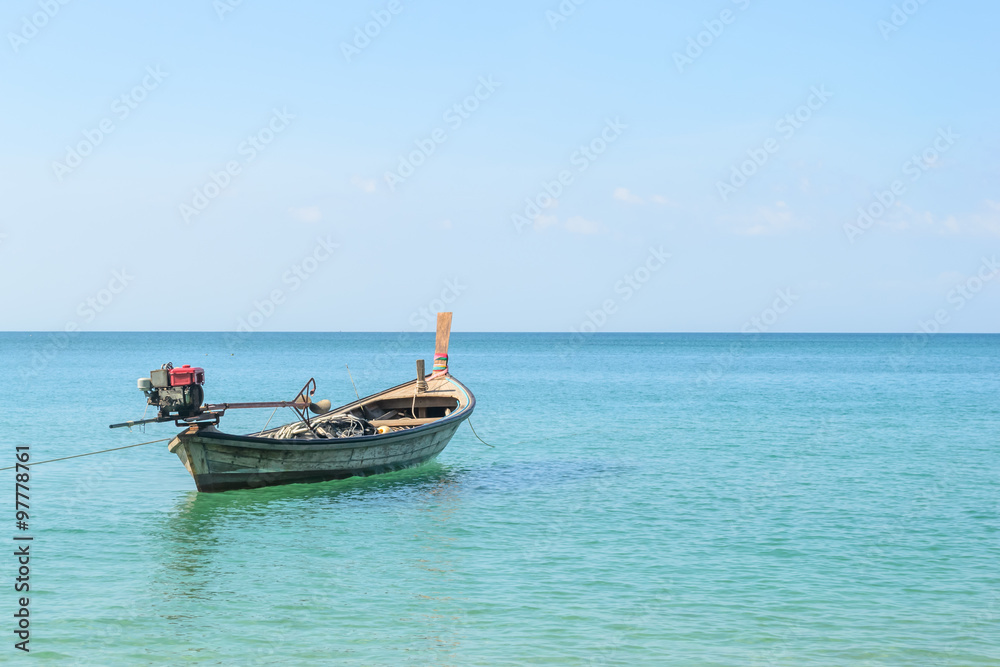 Traditional thai longtail boat at Naiyang beach,Phuket in Thailand