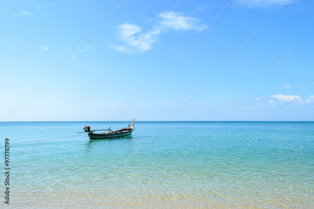 longtail boat or fishing boat at Naiyang beach,Phuket in Thailand