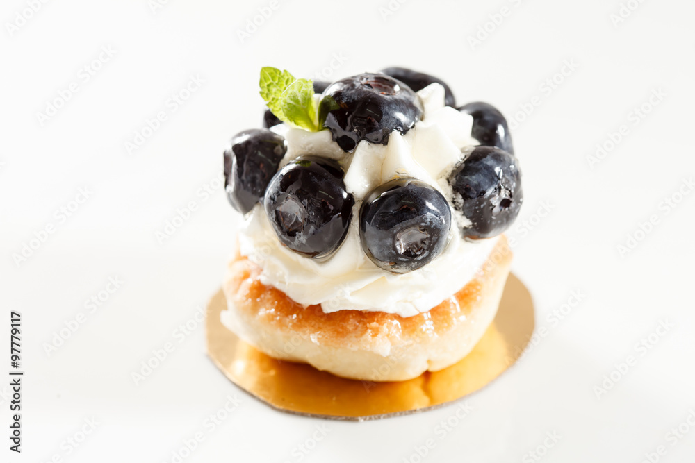 Blueberry tart on white background Blueberry tart on white background
