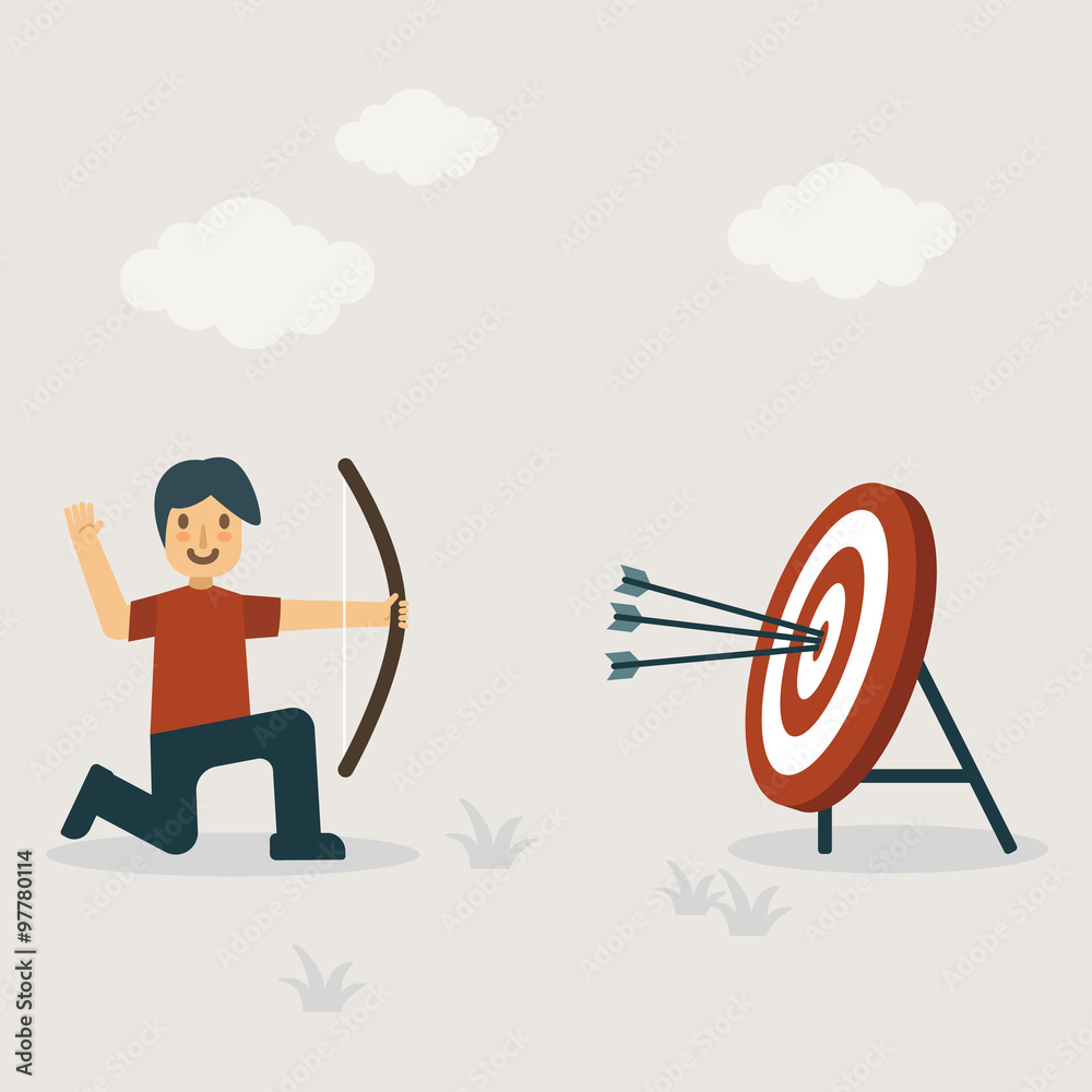 Arrows hitting the center of target. Business and Financial concept illustration. Arrows hitting the center of target. Business and Financial concept illustration.