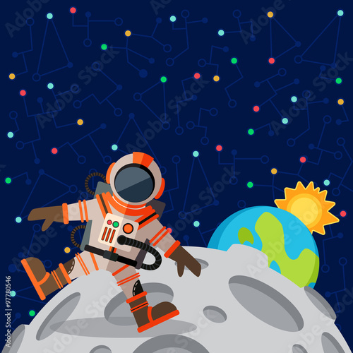 Vector illustration in flat style about outer space.