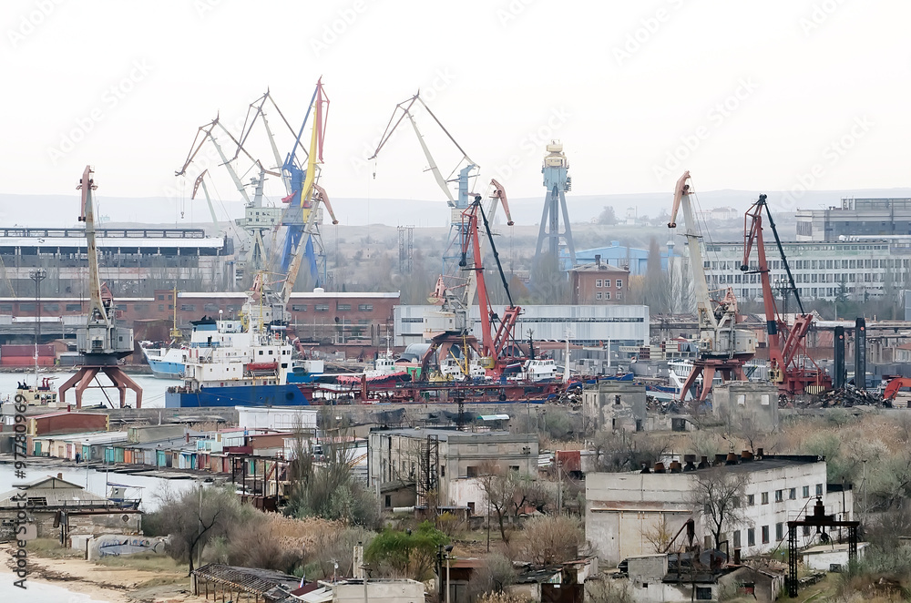 Views of the shipyard Zaliv in Kerch