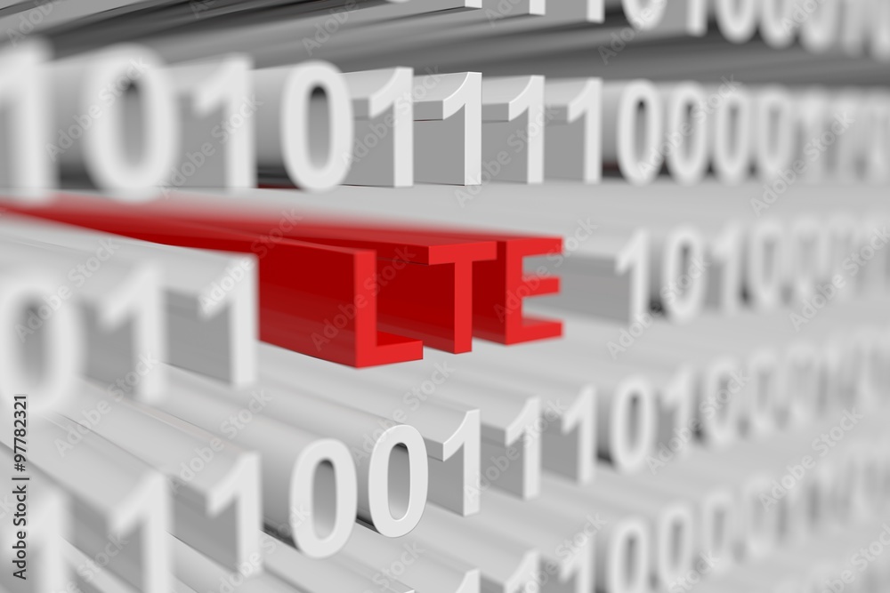 LTE is represented as a binary code with blurred background
