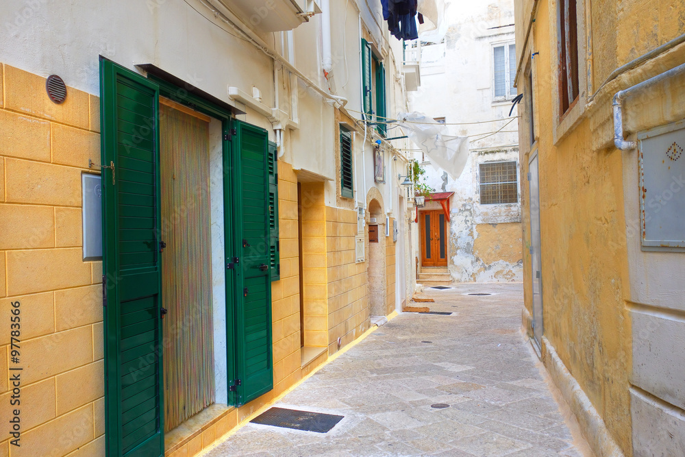 Alleyway. Monopoli. Puglia. Italy. Alleyway. Monopoli. Puglia. Italy.