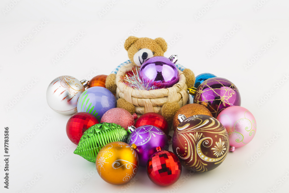 New Year's toys on a white background New Year's toys on a white background