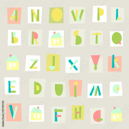 Hand Drawn Trendy Alphabet on light background