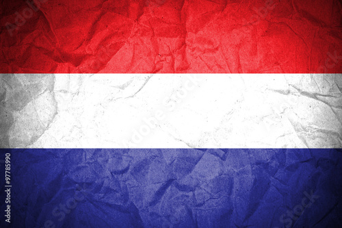 Netherlands flag painted on crumpled paper  photo