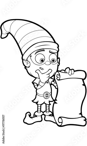 Old Elf Character In Black And White