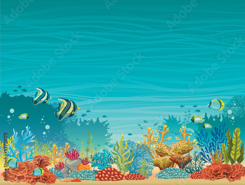 Fototapeta Naklejka Na Ścianę i Meble -  Underwater seascape - coral reef and fish.