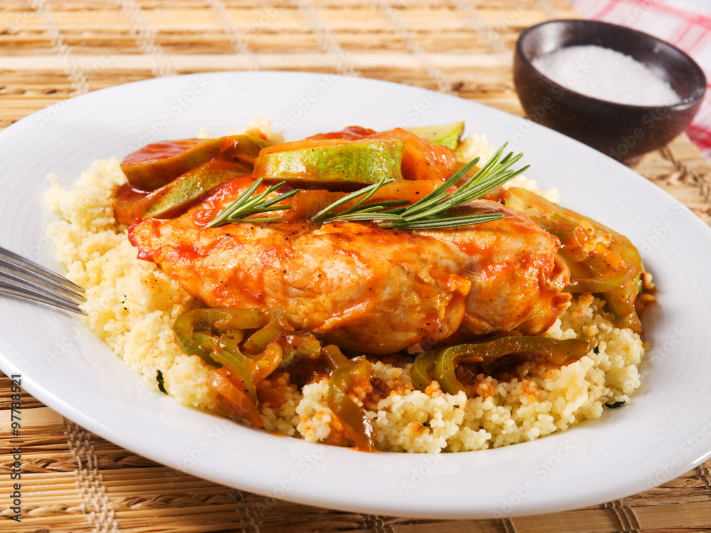 Chicken with vegetables and couscous Chicken with vegetables and couscous