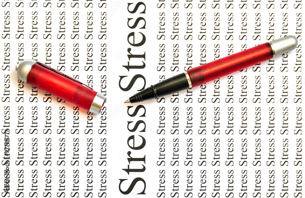 Fototapeta premium Stress written in black on a white background