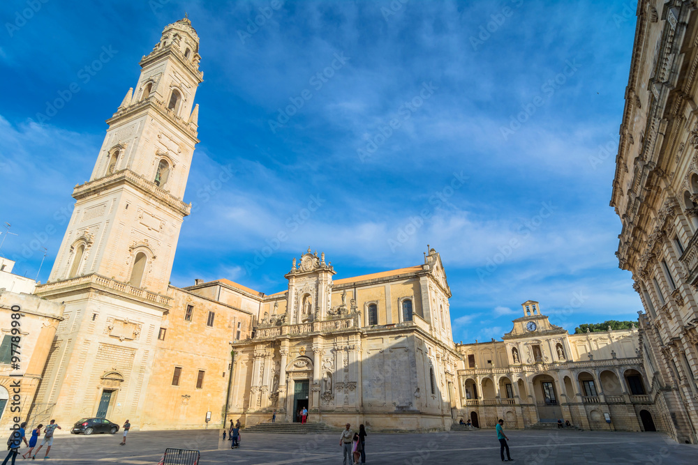 Piazza del Duomo square with Cathedral in Lecce