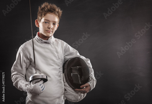 Slika na platnu Fencer with fencing mask