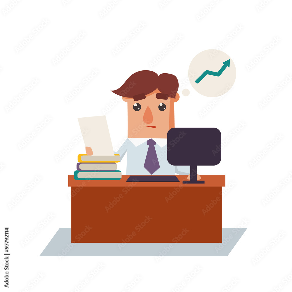 Business Man Thinking Cartoon Character Vector Illustration