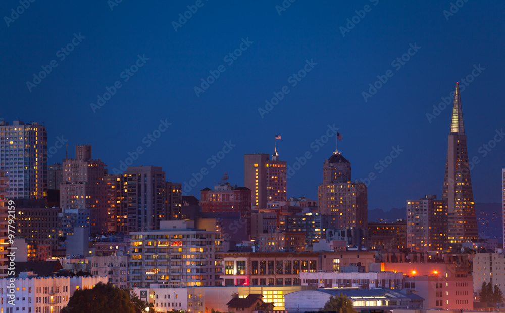 Night San Francisco panorama skyline view