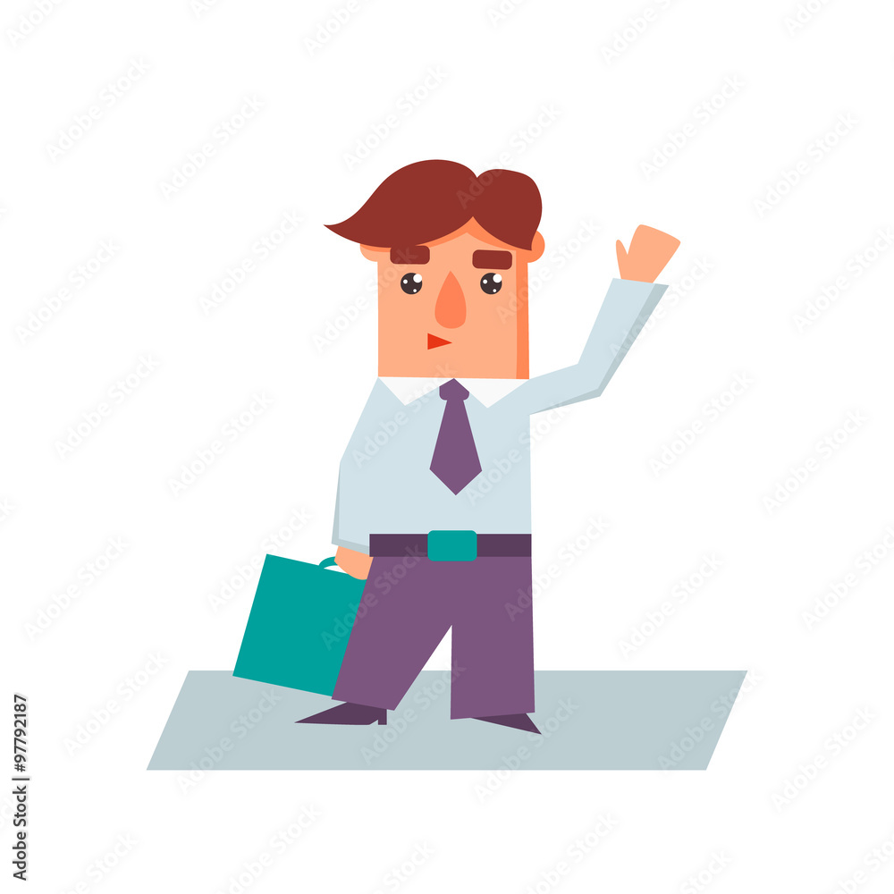 Business Man Raising Hand Cartoon Character Vector Illustration Business Man Raising Hand Cartoon Character Vector Illustration