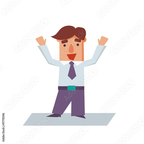 Happy Business Man Cartoon Character Vector Illustration