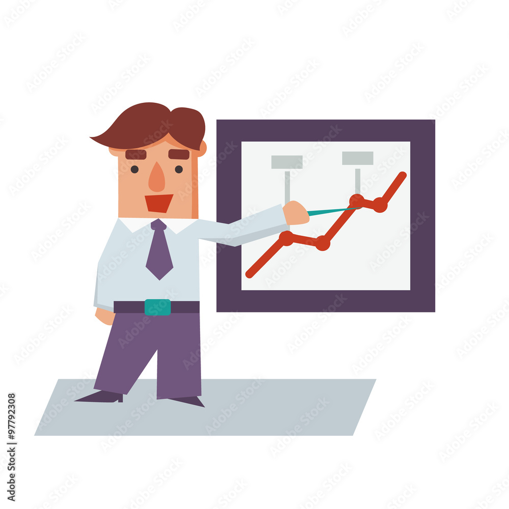 Reporting Business Man Cartoon Character Vector Illustration Reporting Business Man Cartoon Character Vector Illustration