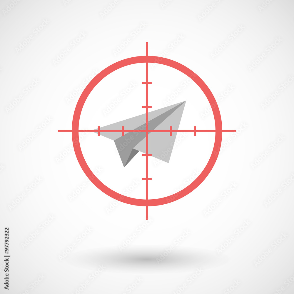 Red crosshair icon targeting a paper plane Red crosshair icon targeting a paper plane