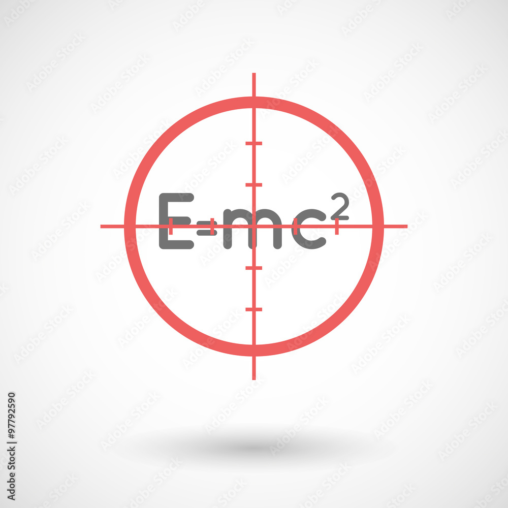 Red crosshair icon targeting the Theory of Relativity formula Red crosshair icon targeting the Theory of Relativity formula