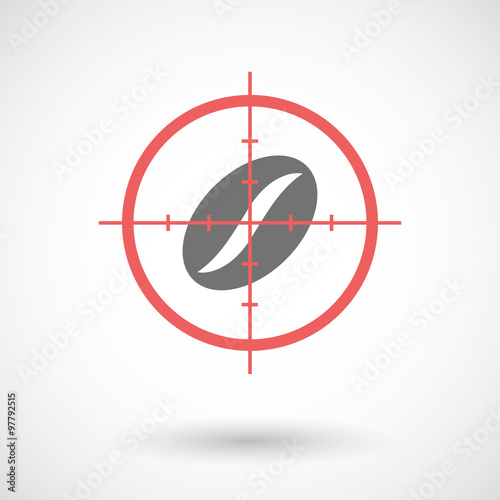 Red crosshair icon targeting a coffee bean