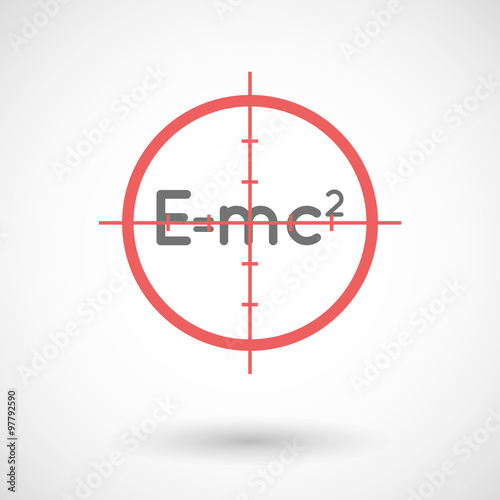 Red crosshair icon targeting the Theory of Relativity formula