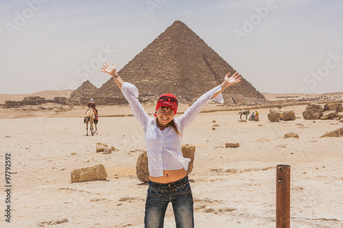 Happy tourist in Egypt.