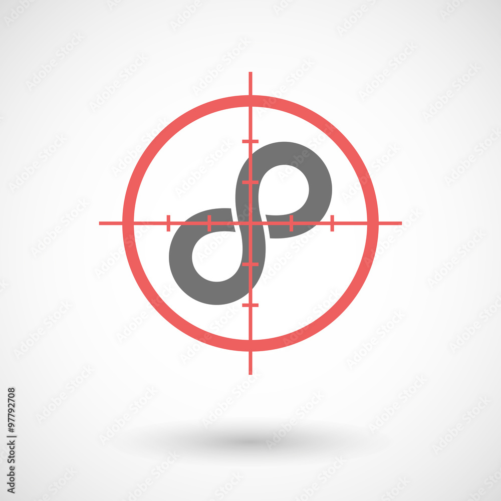 Red crosshair icon targeting an infinite sign