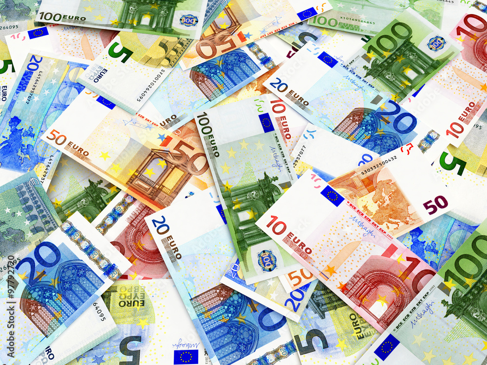 Business and financial concept. Heap of euro bills abstract background Business and financial concept. Heap of euro bills abstract background