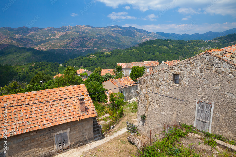 Zerubia village, France. Landscape of Corsica