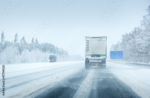 Trucks moving on a motorway