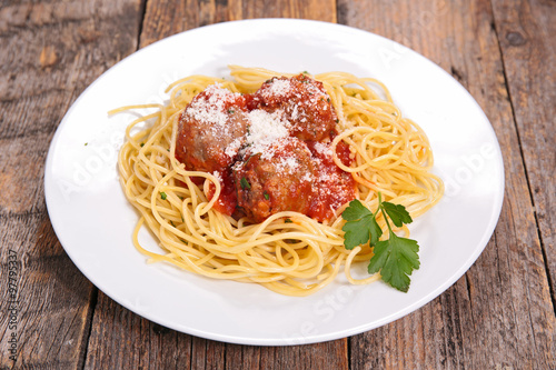 spaghetti, meatball and parmesan