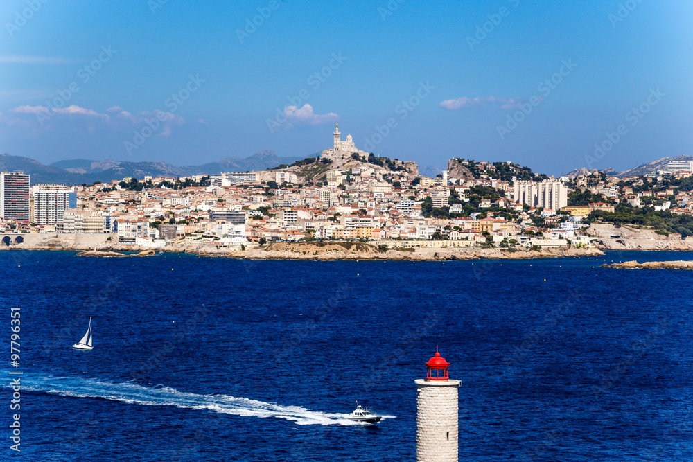 View of Marseille from the castle on the island of If, France View of Marseille from the castle on the island of If, France
