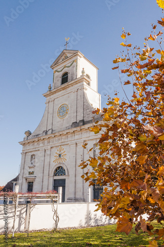 Mariastein, Dorf, Klosterkirche, Kloster, Mariastein, Ausflug, Kirche, Herbstlaub, Herbstsonne, Herbst, Schweiz