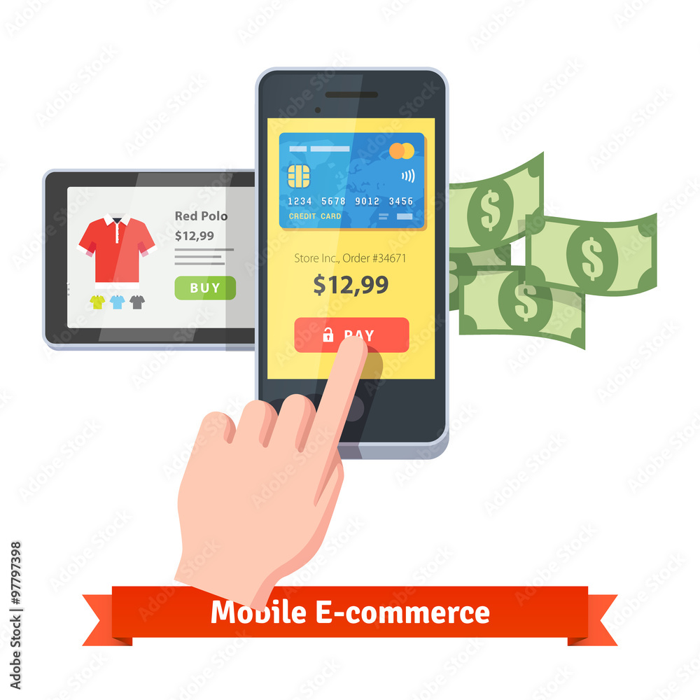 Online shopping and mobile payments concept Online shopping and mobile payments concept