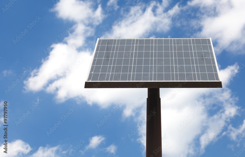 Street solar panel and blue sky background