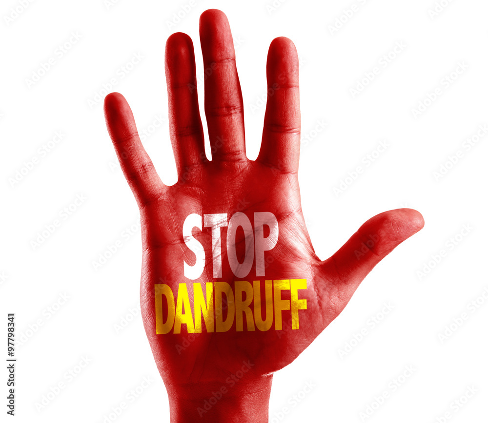 Stop Dandruff written on hand isolated on white background Stop Dandruff written on hand isolated on white background